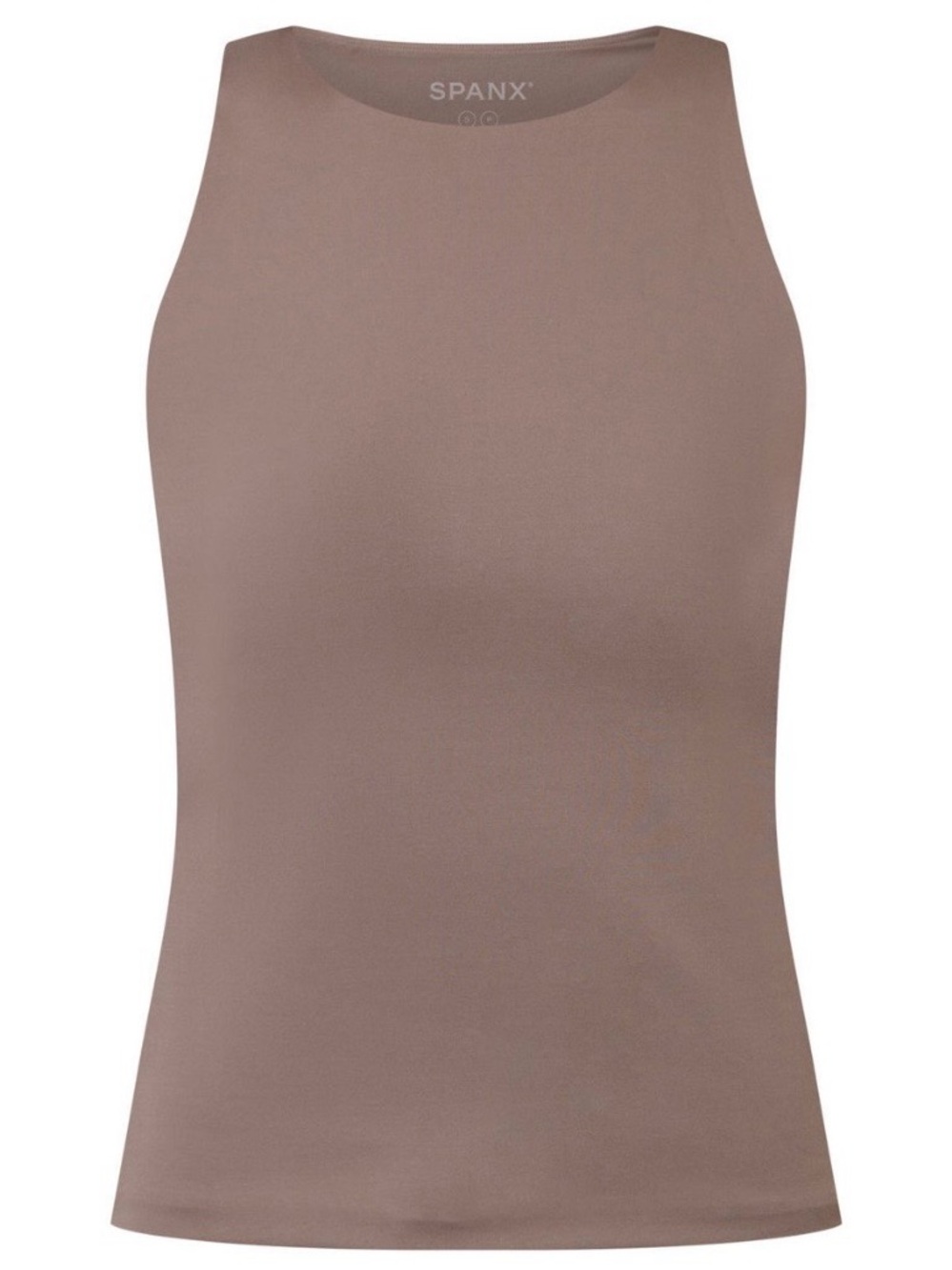 Spanx Smoothing Jersey High Neck Racerback Tank, Smoke Taupe, Large - Picture 2 of 14